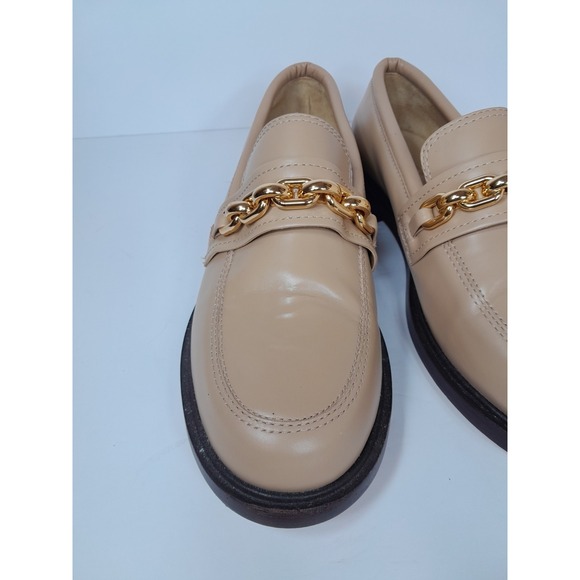 Schutz Dannie Tan Leather Flat Chain Link Loafer Womens Sz 10 B - Picture 13 of 16